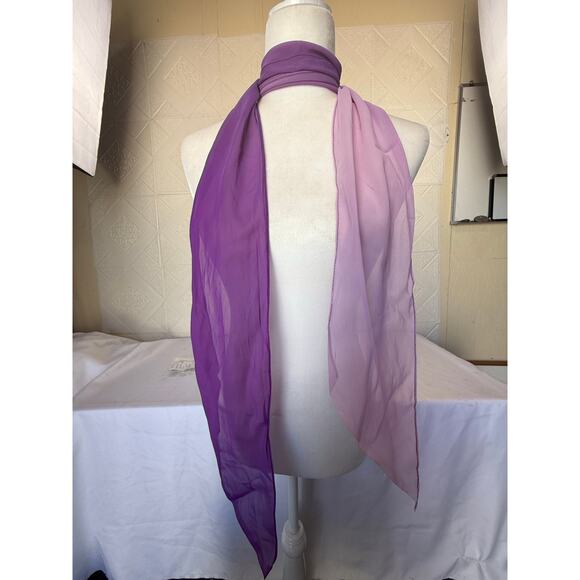 SCARF purple to pink thin silk? 9" x 68" small flaw see pictures - Picture 2 of 6
